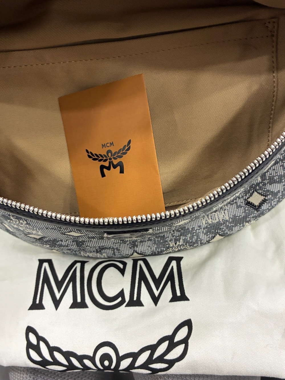 MCM Monogram Grey Diamond Canvas Belt Bag - Picture 5 of 6